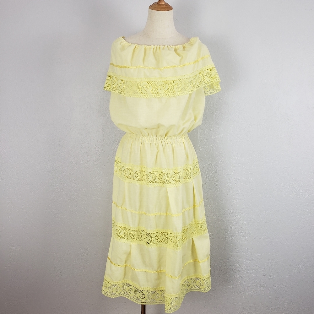 Handmade Vintage Off Shoulder Southern Lace Dress